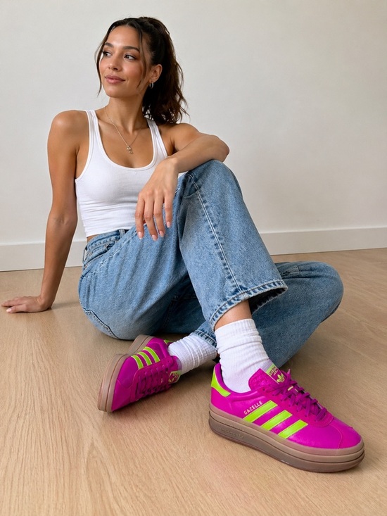 adidas Shoes - Adidas Gazelle Bold Womens Size 6.5 Shoes Sneakers Slime Fuchsia Pink Green NEW